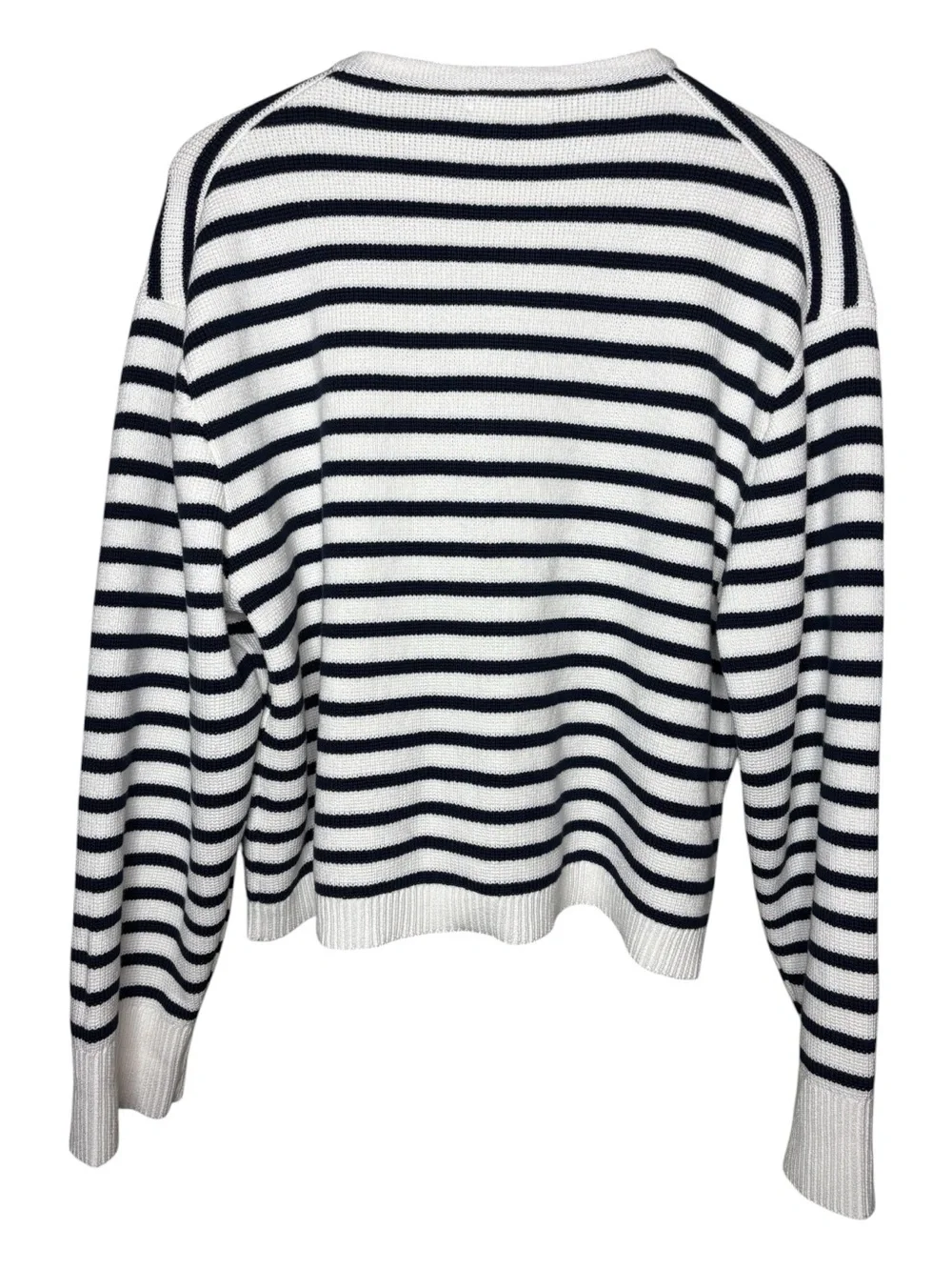 J. Crew Relaxed Emilie Sweater Lady Jacket Natural Navy Stripe Cardigan XL Boxy - Picture 4 of 10
